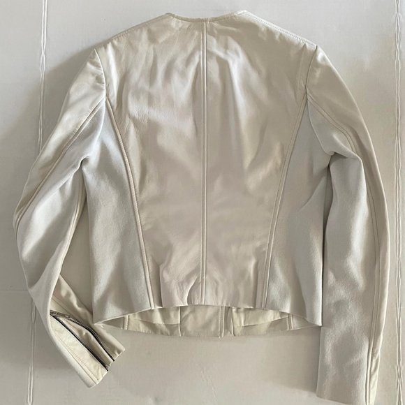 Rag & Bone Harrison Ivory Stretch Panel Leather Jacket - Picture 6 of 14